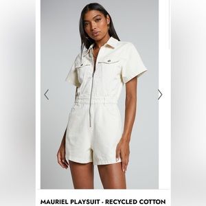 MAURIEL PLAYSUIT - RECYCLED COTTON UTILITY PLAYSUIT IN ECRU